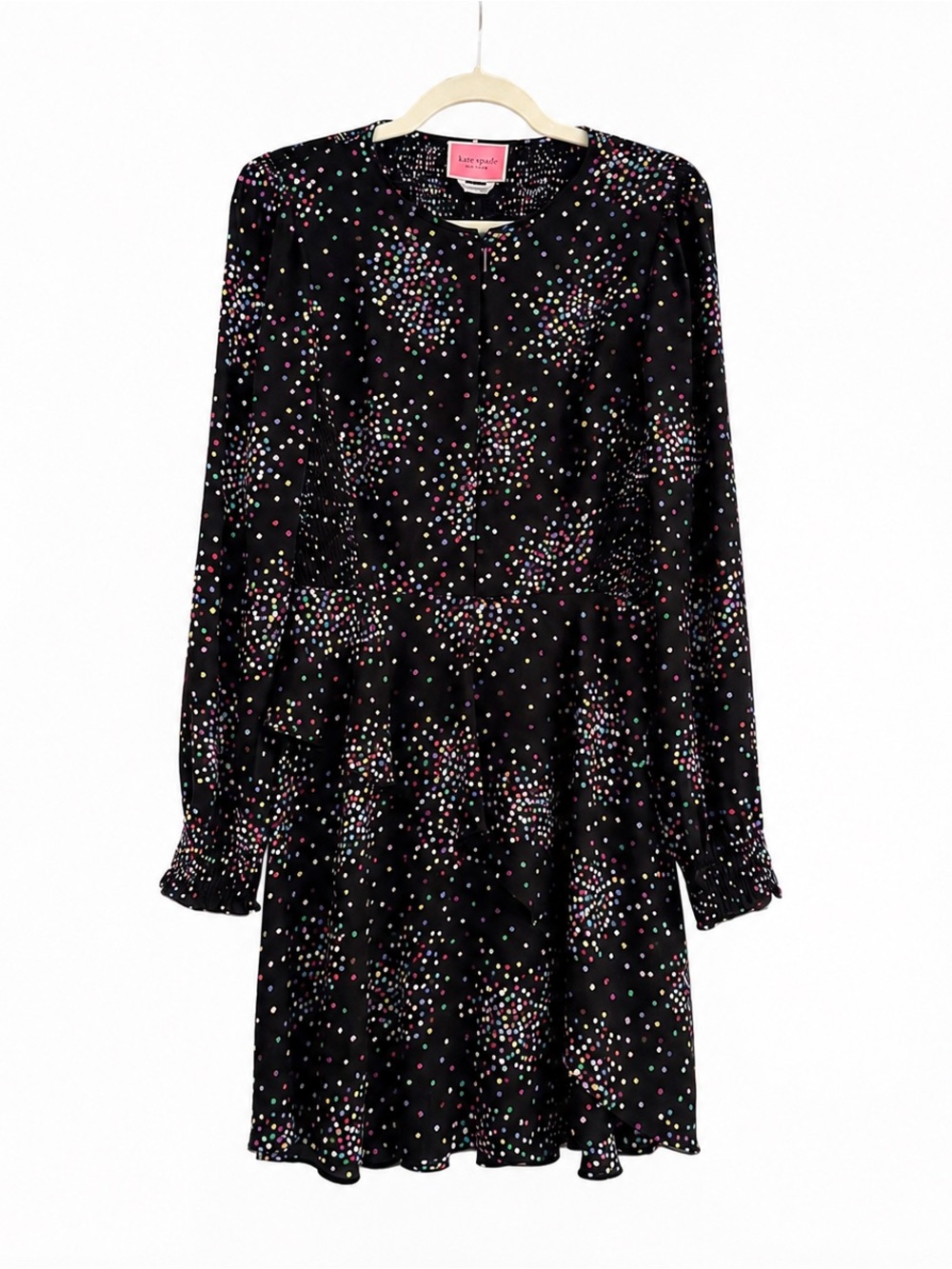Kate Spade New York Confetti Cheer Smocked Long Sleeve Dress Size 8 - Picture 5 of 16